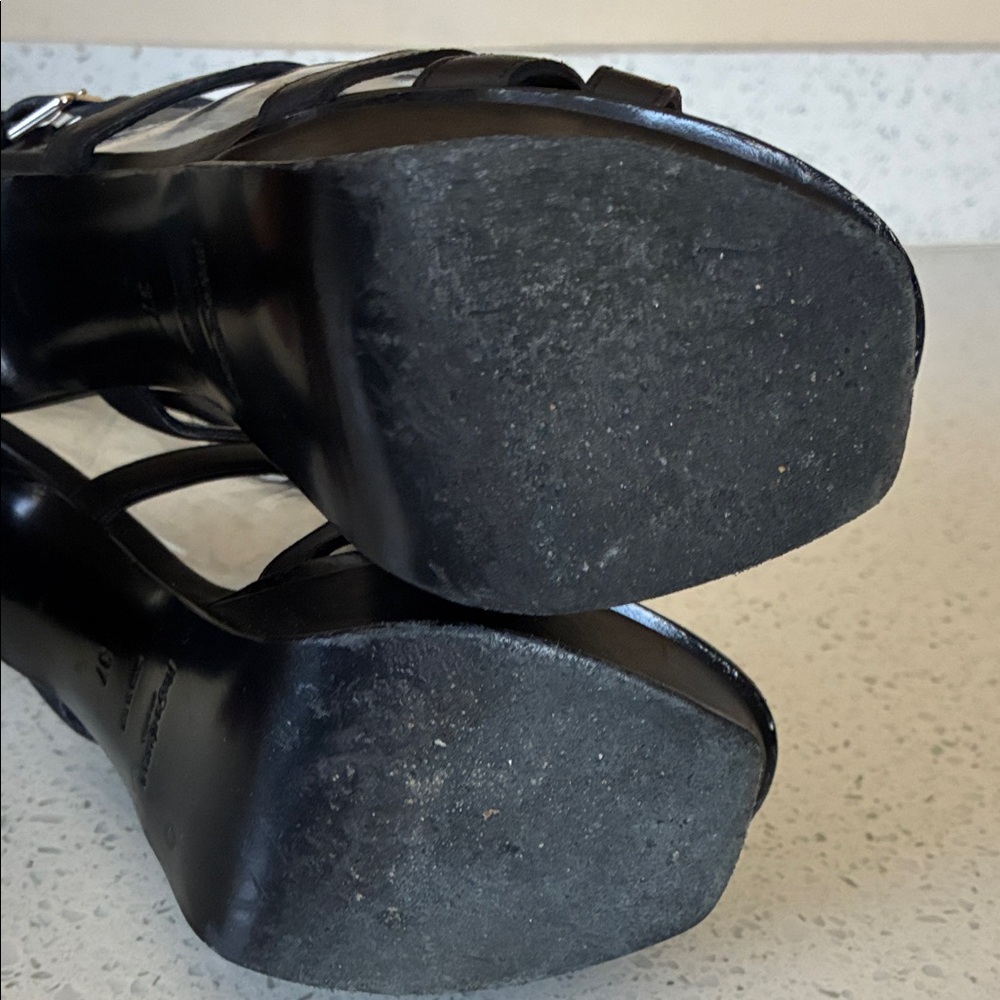 Yves Saint Laurent Elegant Black Strappy Heels - Picture 6 of 12